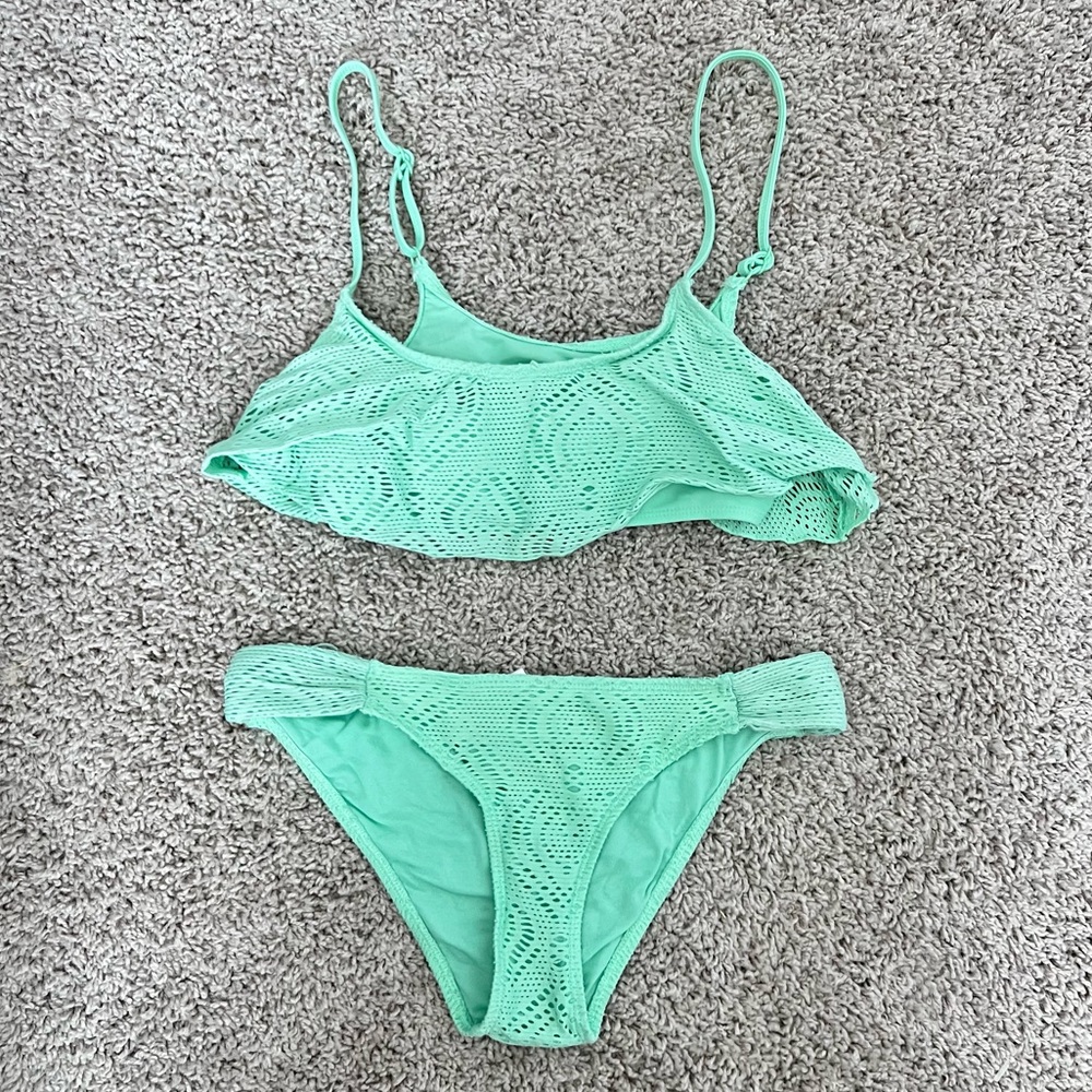 Body Glove Mint Green Crochet Bikini Set, Small